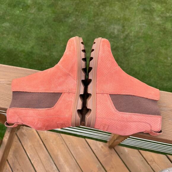 Sorel size 9 Joan of Arctic Wedge II Chelsea Suede Bootie - Teak Brown Orange - Picture 5 of 15